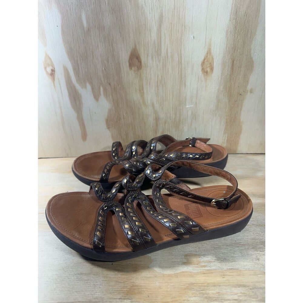 FitFlop Women's Strata Whipstitch Leather Gladiator Sandals Women’s Size 8